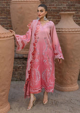 Embroidered front panel with laser appliqués on organza – Crimson All Things Ombre D1B